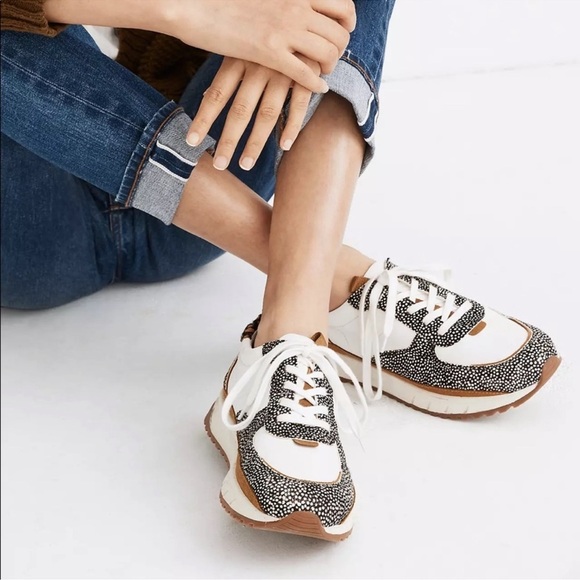 Madewell Trainer Sneakers in Leather and Calf Hair 7.5 - Picture 2 of 12